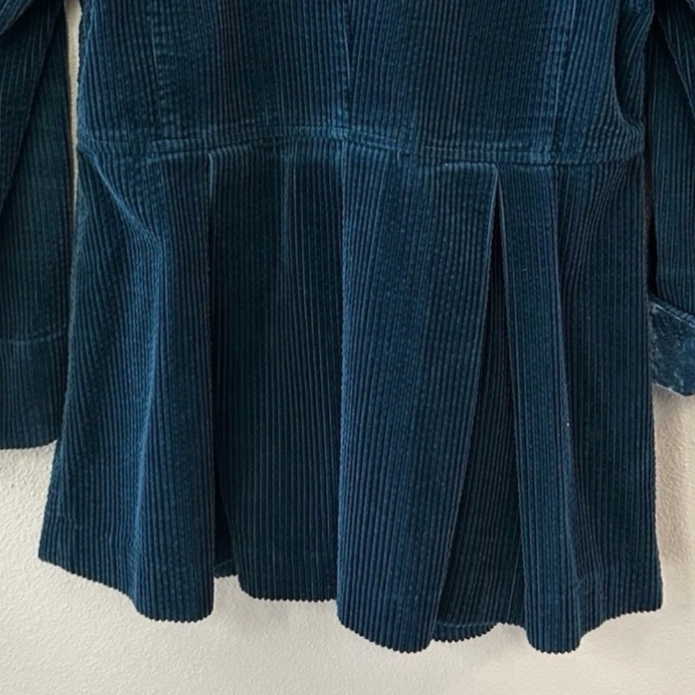 J. JILL Coat Jacket Corduroy Teal Blue Green Cotton Velvet Size Small - Picture 8 of 16